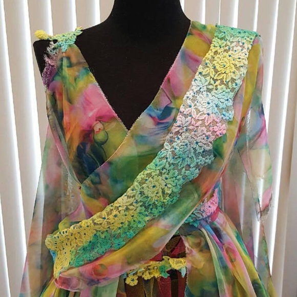 IRISA Multi Color Chiffon Tulle Wedding Gown - Picture 5 of 8